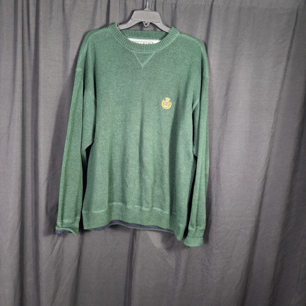 Vintage Ivy Crew Classics Men's Green Crew Neck Long Sleeve Sweater L tight knit